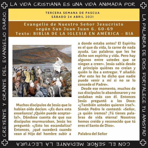 "EVANGELIO DEL DÍA" del 19 al 24 de abril